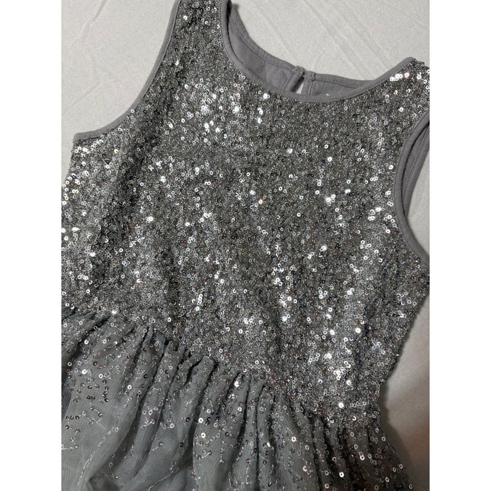 Gap Kids Girls Silver Sequin Tulle Party Dress Grey Size M 8 Holiday Sparkle‎ - Picture 9 of 10